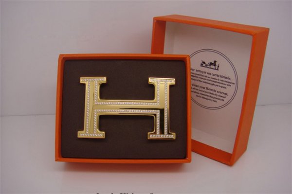 Hermes 18k Gold Plated H Buckle with Double Full Diamonds